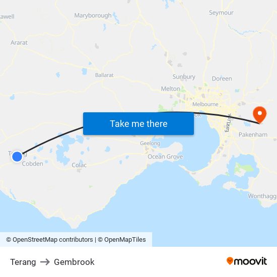 Terang to Gembrook map