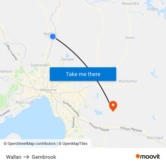 Wallan to Gembrook map
