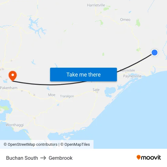 Buchan South to Gembrook map