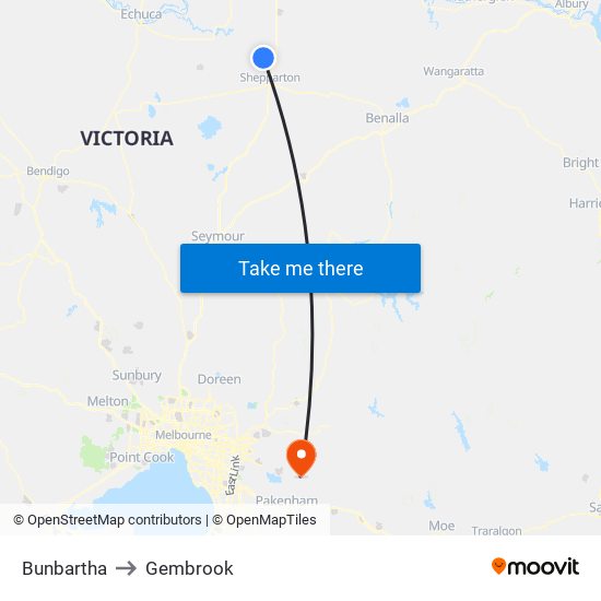 Bunbartha to Gembrook map