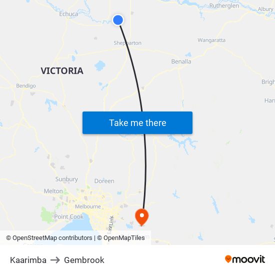 Kaarimba to Gembrook map