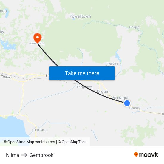 Nilma to Gembrook map