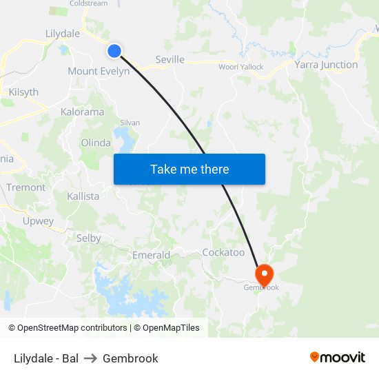 Lilydale - Bal to Gembrook map