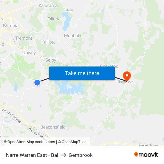 Narre Warren East - Bal to Gembrook map