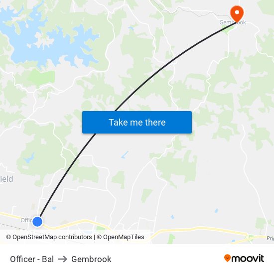 Officer - Bal to Gembrook map