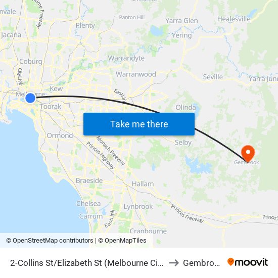 2-Collins St/Elizabeth St (Melbourne City) to Gembrook map