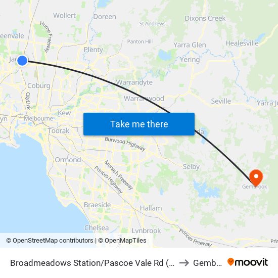 Broadmeadows Station/Pascoe Vale Rd (Broadmeadows) to Gembrook map