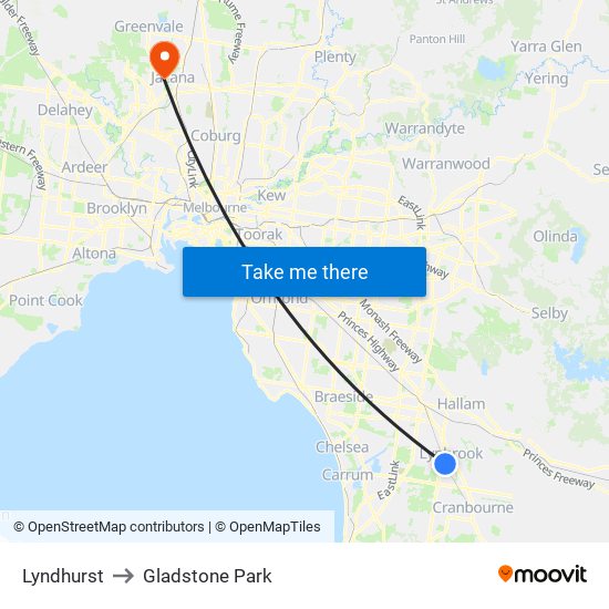 Lyndhurst to Gladstone Park map