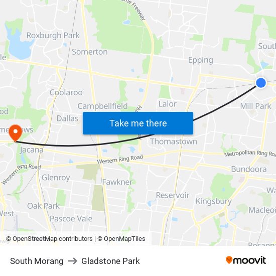 South Morang to Gladstone Park map