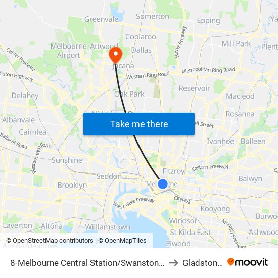 8-Melbourne Central Station/Swanston St (Melbourne City) to Gladstone Park map