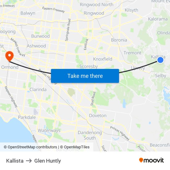 Kallista to Glen Huntly map