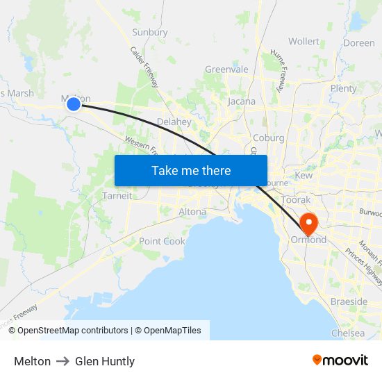 Melton to Glen Huntly map