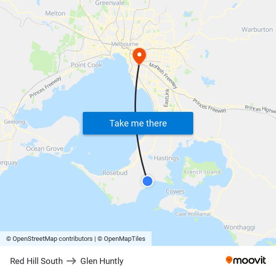 Red Hill South to Glen Huntly map