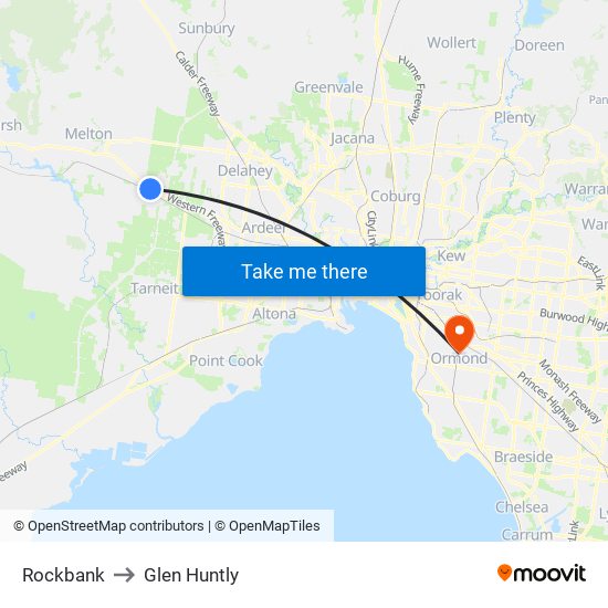 Rockbank to Glen Huntly map