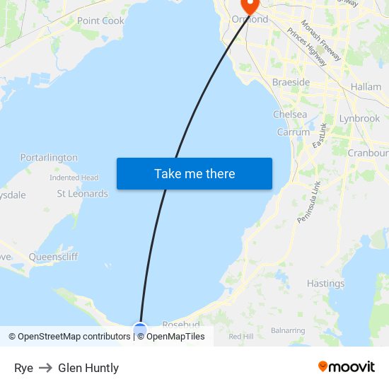 Rye to Glen Huntly map