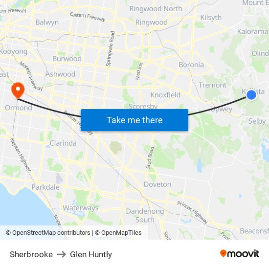 Sherbrooke to Glen Huntly map