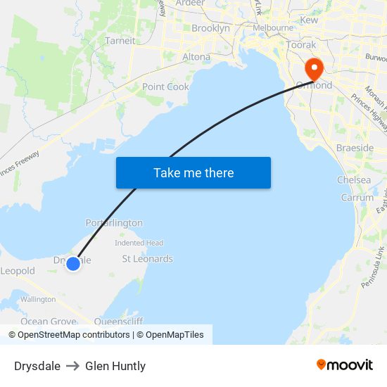 Drysdale to Glen Huntly map