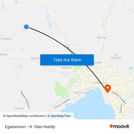 Eganstown to Glen Huntly map