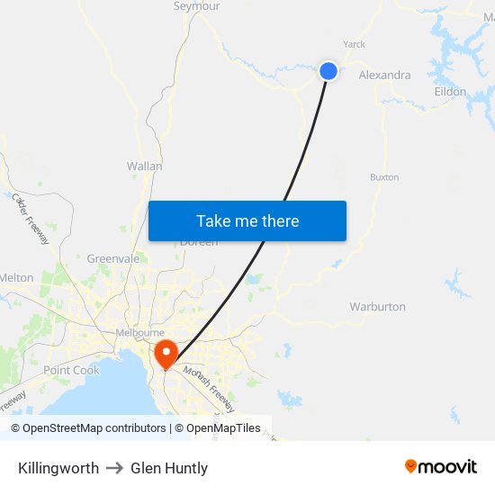 Killingworth to Glen Huntly map