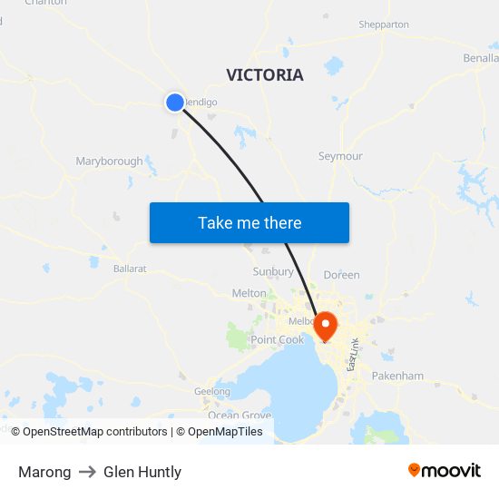 Marong to Glen Huntly map