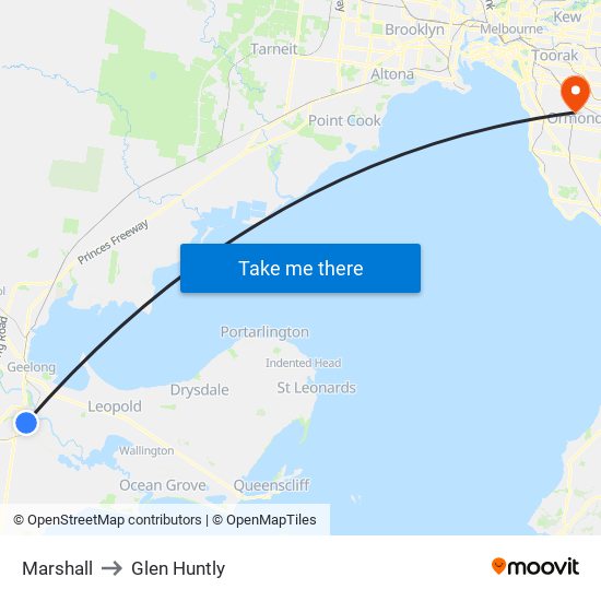 Marshall to Glen Huntly map