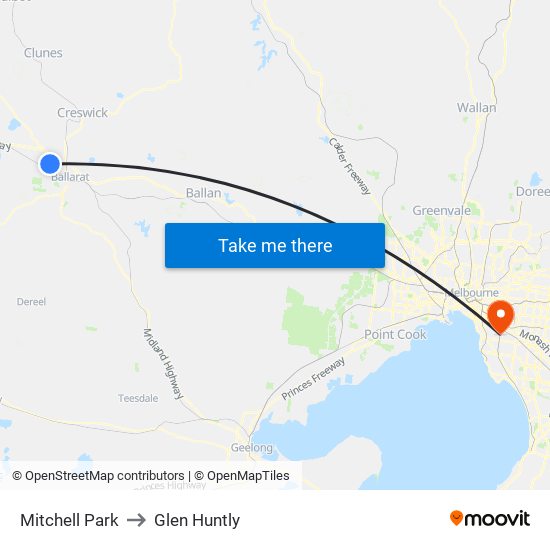 Mitchell Park to Glen Huntly map