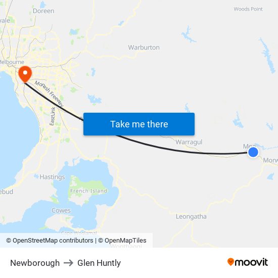 Newborough to Glen Huntly map