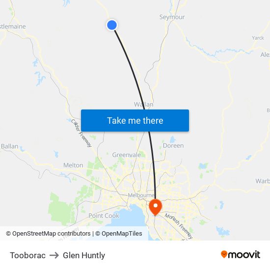 Tooborac to Glen Huntly map