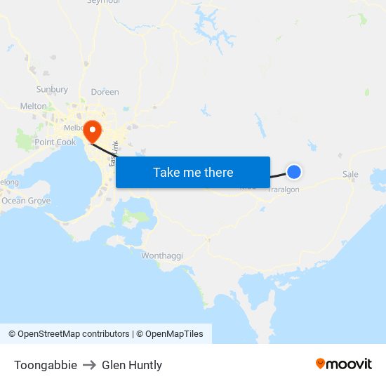 Toongabbie to Glen Huntly map