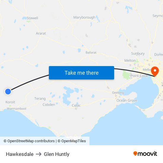 Hawkesdale to Glen Huntly map