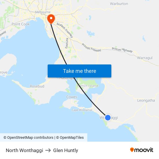 North Wonthaggi to Glen Huntly map