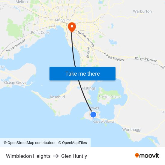 Wimbledon Heights to Glen Huntly map