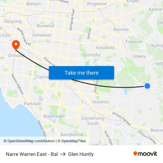 Narre Warren East - Bal to Glen Huntly map