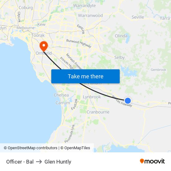 Officer - Bal to Glen Huntly map