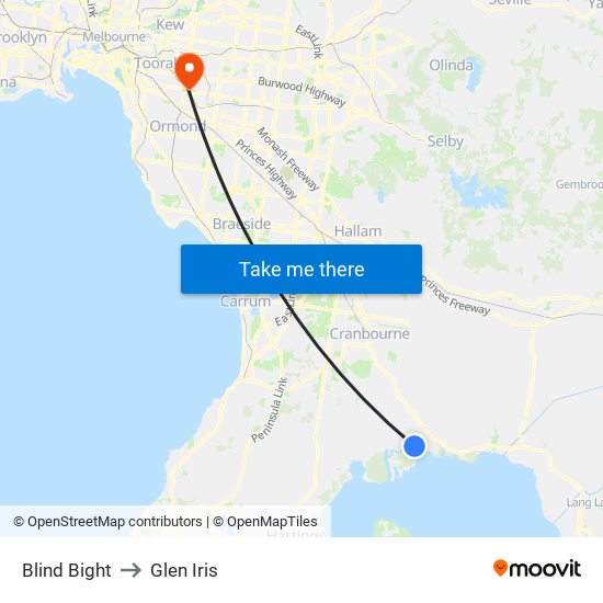 Blind Bight to Glen Iris map