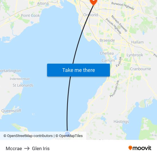 Mccrae to Glen Iris map