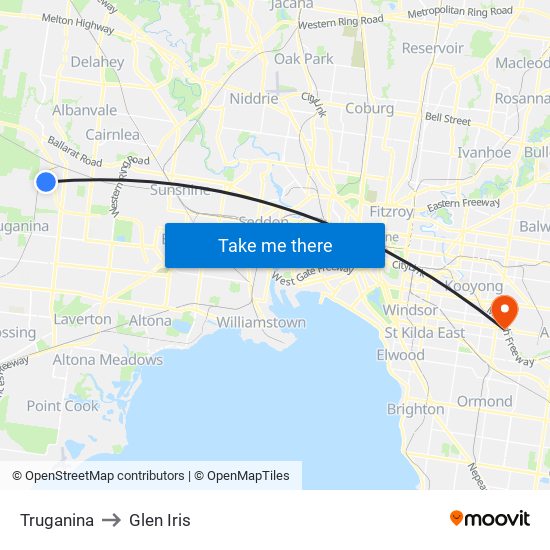 Truganina to Glen Iris map