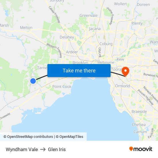 Wyndham Vale to Glen Iris map