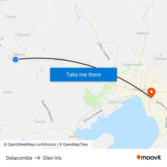 Delacombe to Glen Iris map