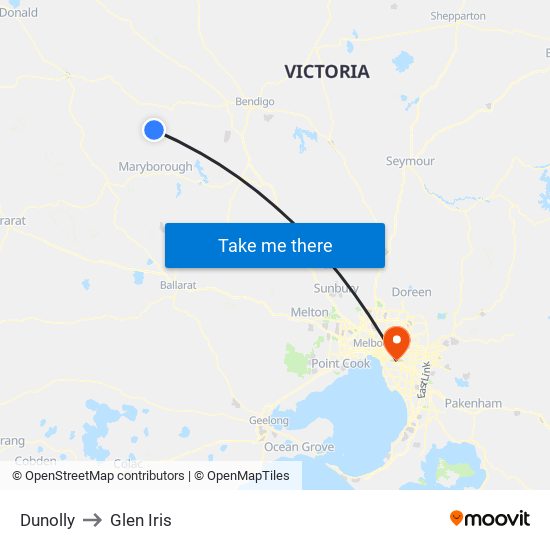 Dunolly to Glen Iris map