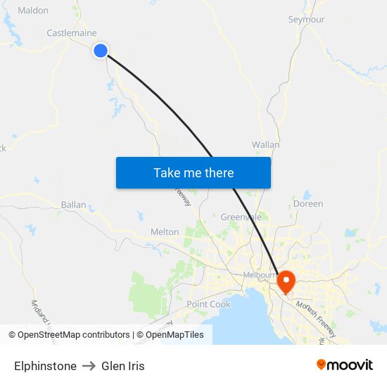 Elphinstone to Glen Iris map