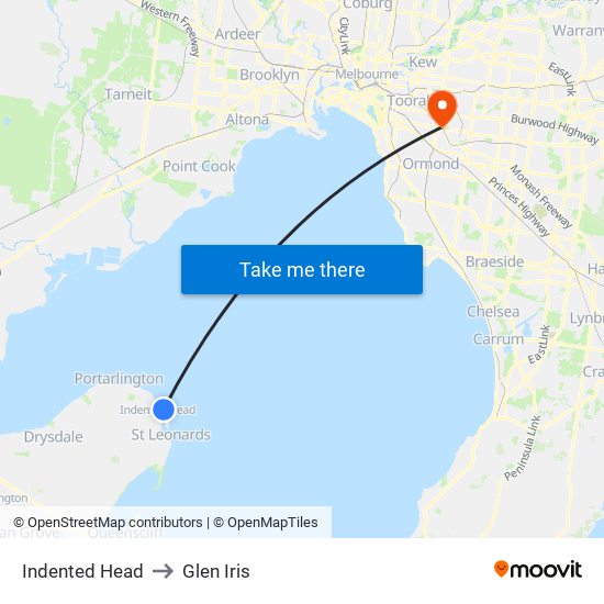 Indented Head to Glen Iris map