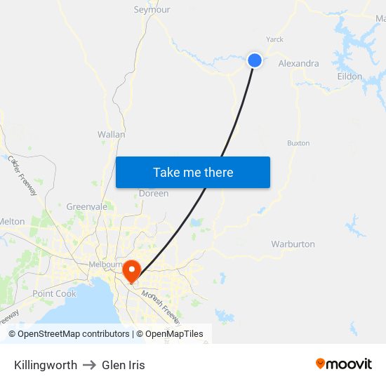 Killingworth to Glen Iris map