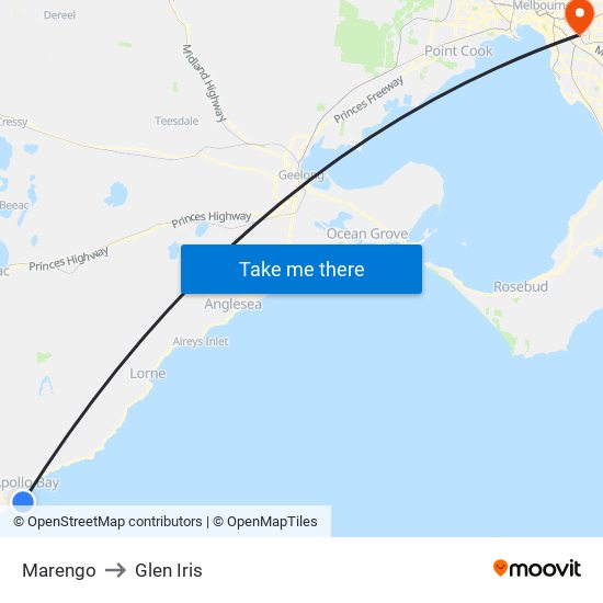 Marengo to Glen Iris map