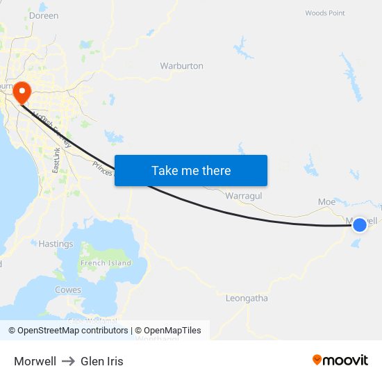 Morwell to Glen Iris map