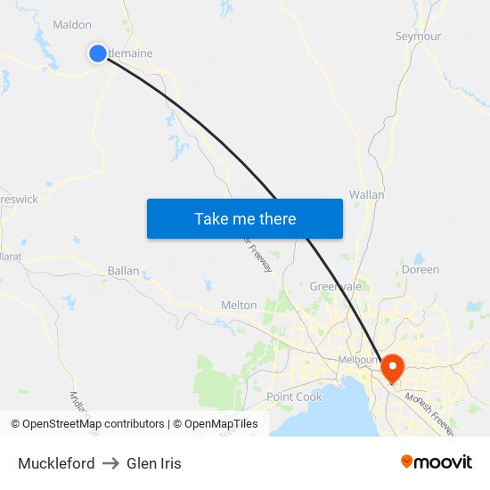 Muckleford to Glen Iris map