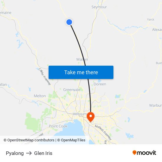 Pyalong to Glen Iris map