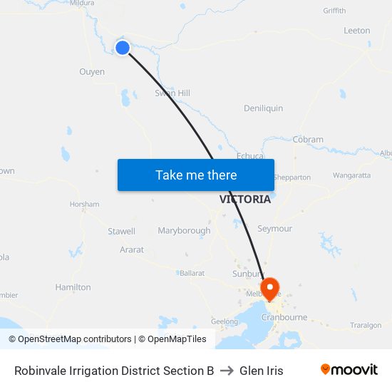 Robinvale Irrigation District Section B to Glen Iris map