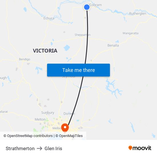 Strathmerton to Glen Iris map