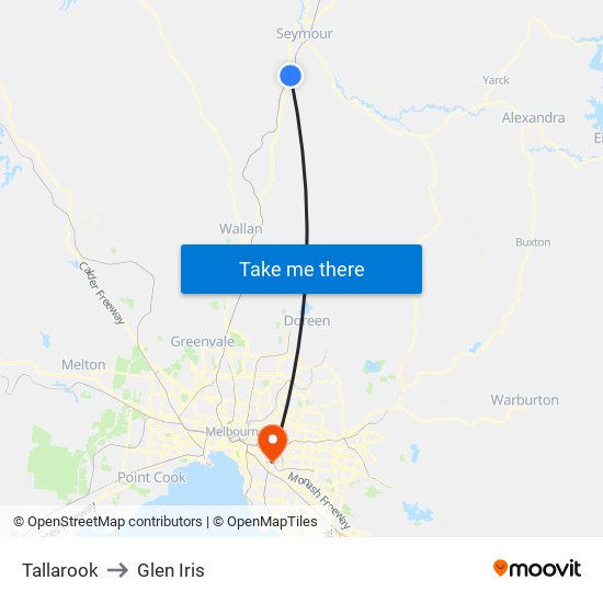 Tallarook to Glen Iris map